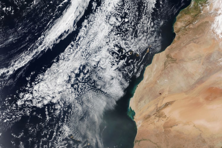 Photo of swirly clouds from space